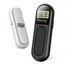 LCD Rechargeable Clip FM Radio with Earbuds 